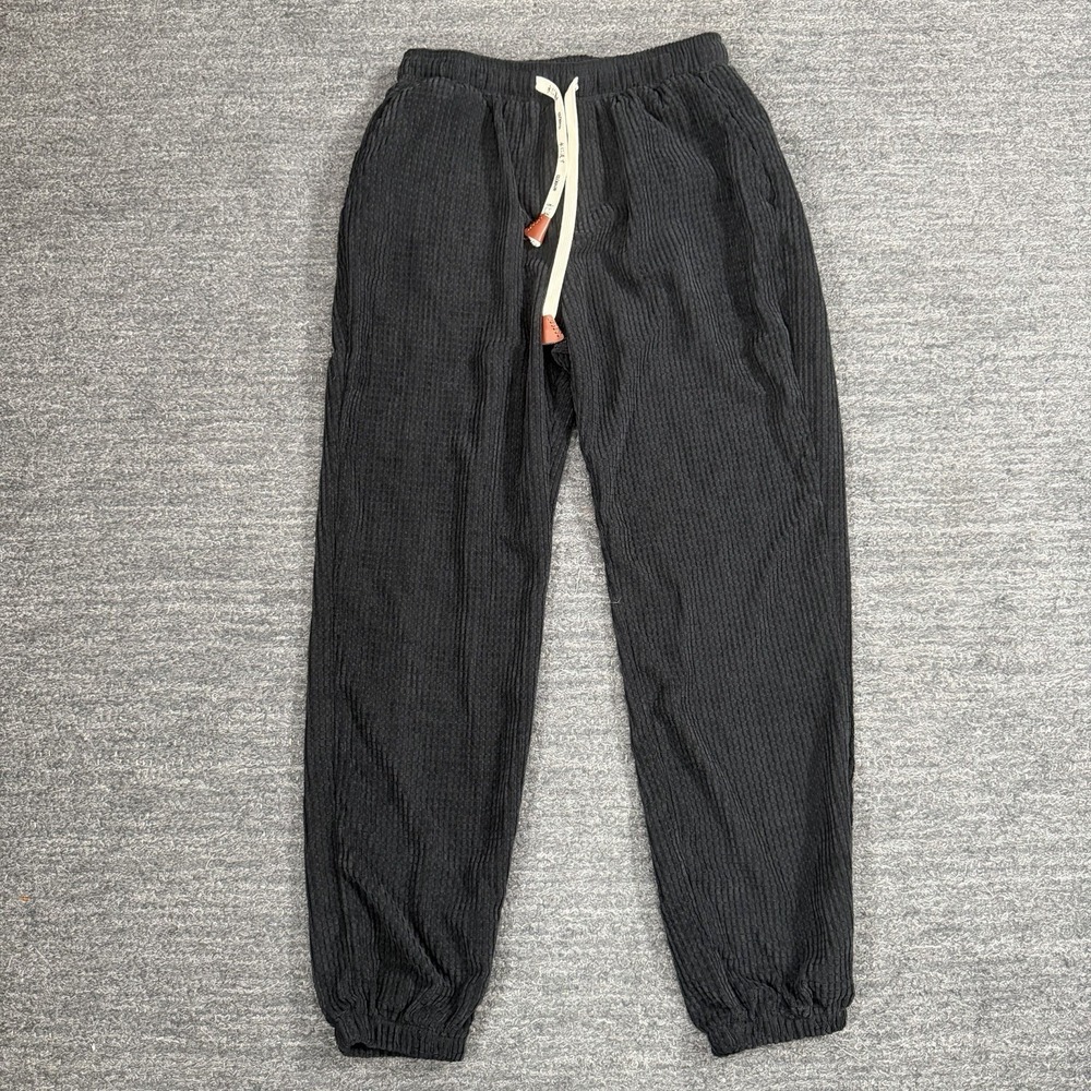 KIDORIMAN Pants Men XL Black Waffle Corduroy Joggers Japanese Streetwear 28W